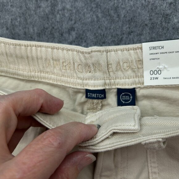 American Eagle Dreamy Drape Easy Shortie Shorts Women's Size 000 / 23 Khaki NWT - Picture 3 of 12